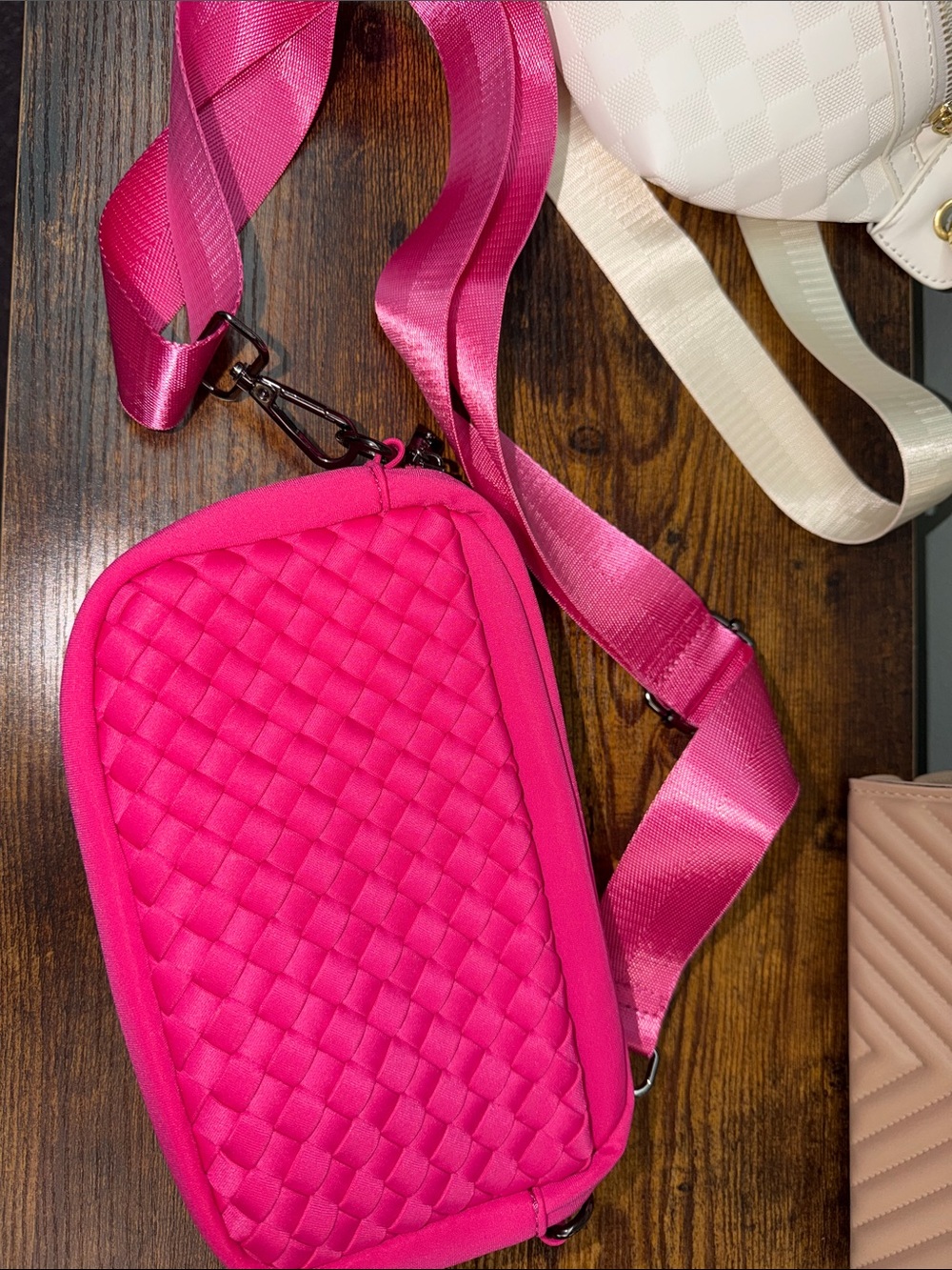 Katydid Hot Pink Woven Crossbody Bag